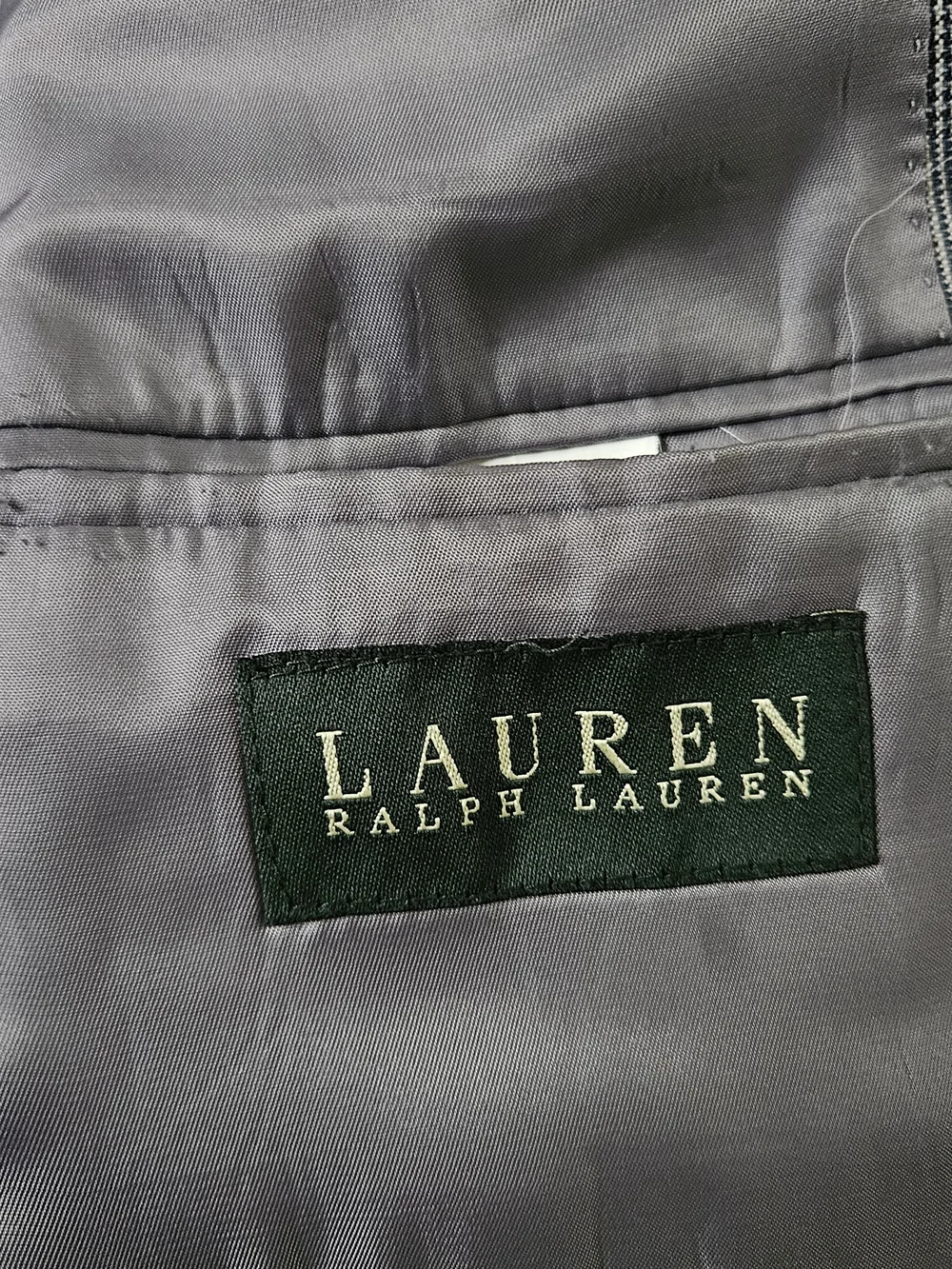 Lauren Ralph Lauren Men's Gray 100% Linen Windowpane Plaid Two Botton Blazer 48R